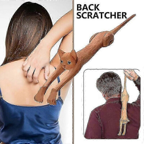 Cat-Shaped Back Scratcher Handheld Wooden Back Massage Manual Back Scratcher 2