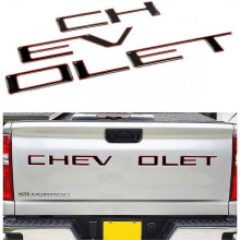 (Black with Red) Car Tailgate Inserts Letters 3d Raised Rear Emblems Decal Stickers 3m Adhesive Backing For Chevrolet
