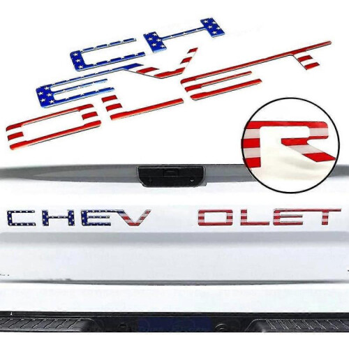 (Colored Flag) Car Tailgate Inserts Letters 3d Raised Rear Emblems Decal Stickers 3m Adhesive Backing For Chevrolet
