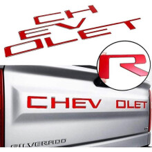 (Red) Car Tailgate Inserts Letters 3d Raised Rear Emblems Decal Stickers 3m Adhesive Backing For Chevrolet