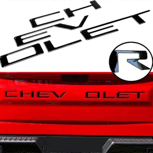 (Black) Car Tailgate Inserts Letters 3d Raised Rear Emblems Decal Stickers 3m Adhesive Backing For Chevrolet