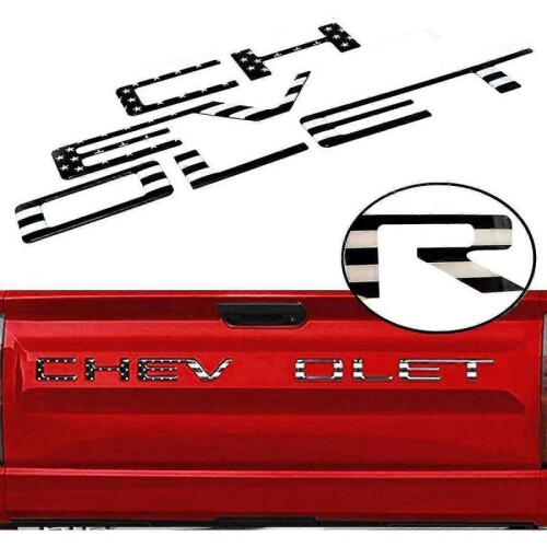 (Black Flag) Car Tailgate Inserts Letters 3d Raised Rear Emblems Decal Stickers 3m Adhesive Backing For Chevrolet