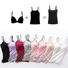 (S, Purple) Women Padded Soft Casual Bra Tank Top Women Spaghetti Cami Top Vest Female Camisole With Built In Bra - JA
