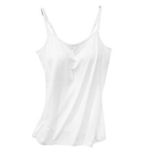 (S, White) Women Padded Soft Casual Bra Tank Top Women Spaghetti Cami Top Vest Female Camisole With Built In Bra - JA
