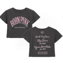 (3XL, Gray 1) Black Born Pink Concert Around The Same Short-sleeved Cotton T-shirt