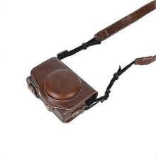 (Espresso) Camera Bag Compatible For Canon SX740 HS / SX730 / SX720 Camera Protective Cover PU Leather Digital Camera Bag with Shoulder Strap