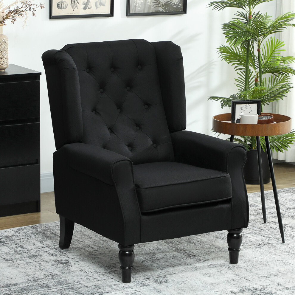 Homcom (Black) Accent Armchair Home Furniture Retro Tufted Club Fabric