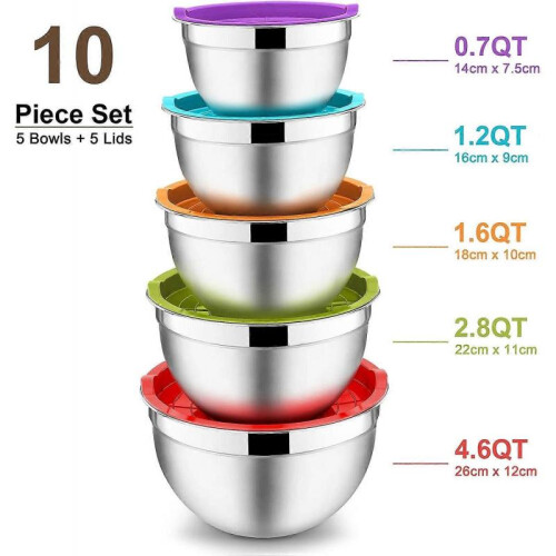 Promotional sales Stainless steel salad nesting bowl with lid 1