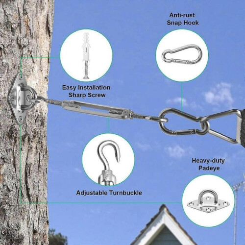 Promotional sales Shade Sail Hardware Kit - 304 Stainless Steel Sun Shade Installation Kit - 6" - for Installing Rectangular and Triangular Shade Sail 2