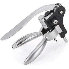 Wine Opener Lever Corkscrew Manua Bottle Opener with Foil Cutter Wine Stopper,Silver