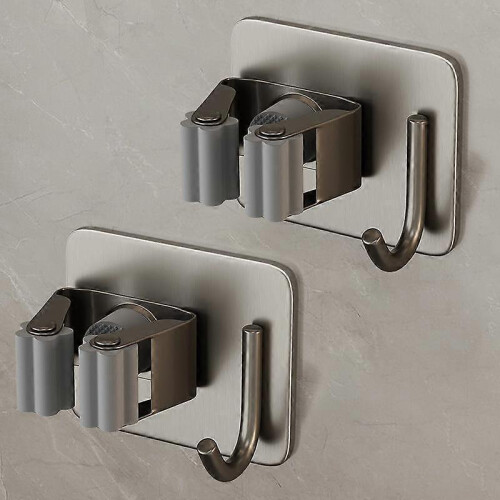 Bathroom Hook, Self Adhesive Wall Broom Hook 4 Pieces 8X6.7X4.5CM 2