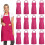 12 Pack Plain Bib Aprons with 2 Pockets - Pink Unisex Commercial Apron Bulk for Kitchen Cooking 1