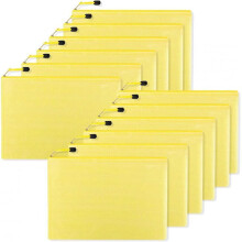12PCS Mesh Zipper File Bag, PVC A4 File Plastic Zipper Waterproof Puzzle Bag for School Office Supplies Business Receipts Magazines Toys (Yellow)