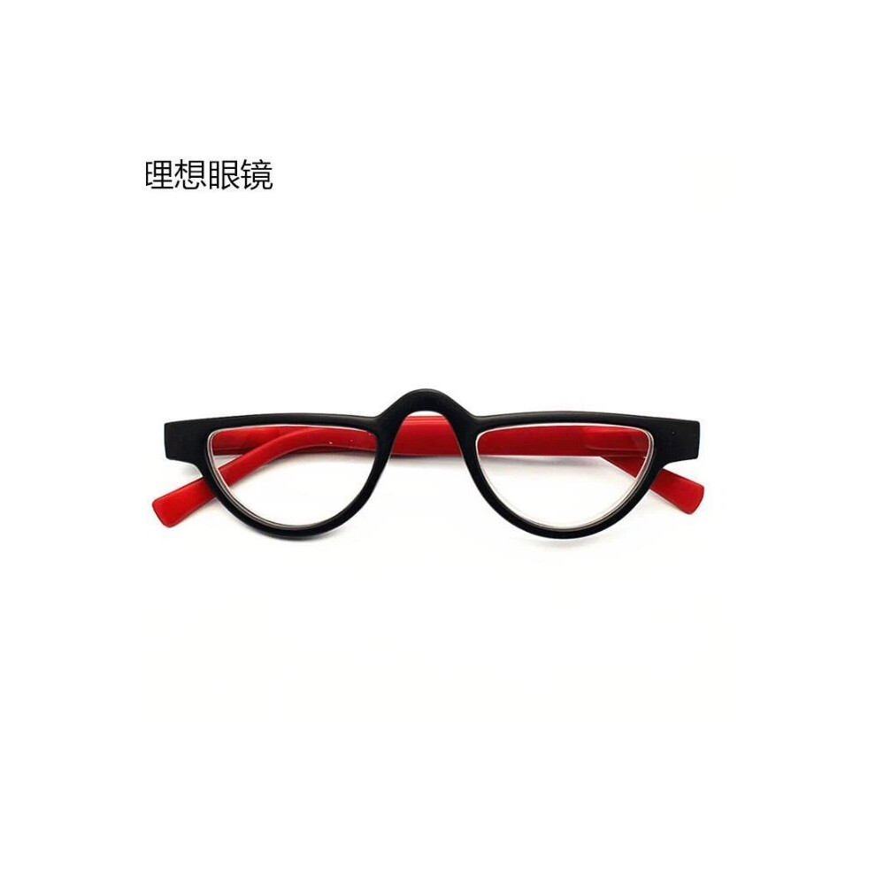 (Red, +1.5) Women Men Retro Half Moon Reading Glasses Readers 1.0 1.5 2.0 2.5 3.0 3.5