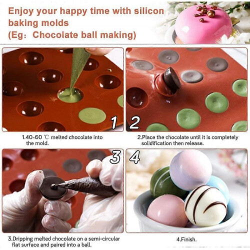 Baking mold hemisphere 3 pieces round silicone mold praline mold ball Flexible chocolate 1