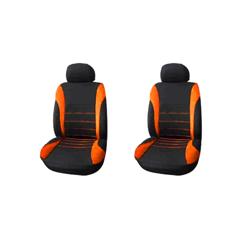 Front Car Seat Covers Front Ready,2-Piece Set (Black + Orange)