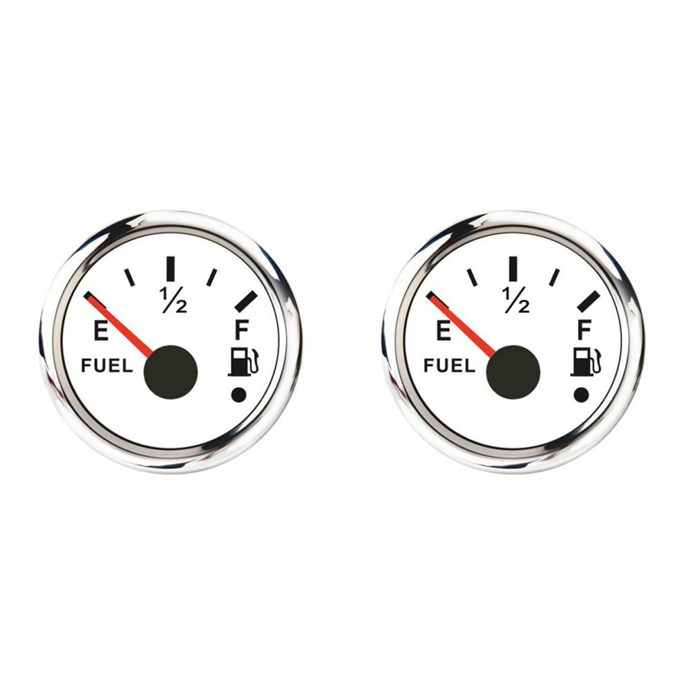 52Mm Fuel Level Gauge 0-190Ohm Switchable 240-33Ohm With Alarm White 4851117186943