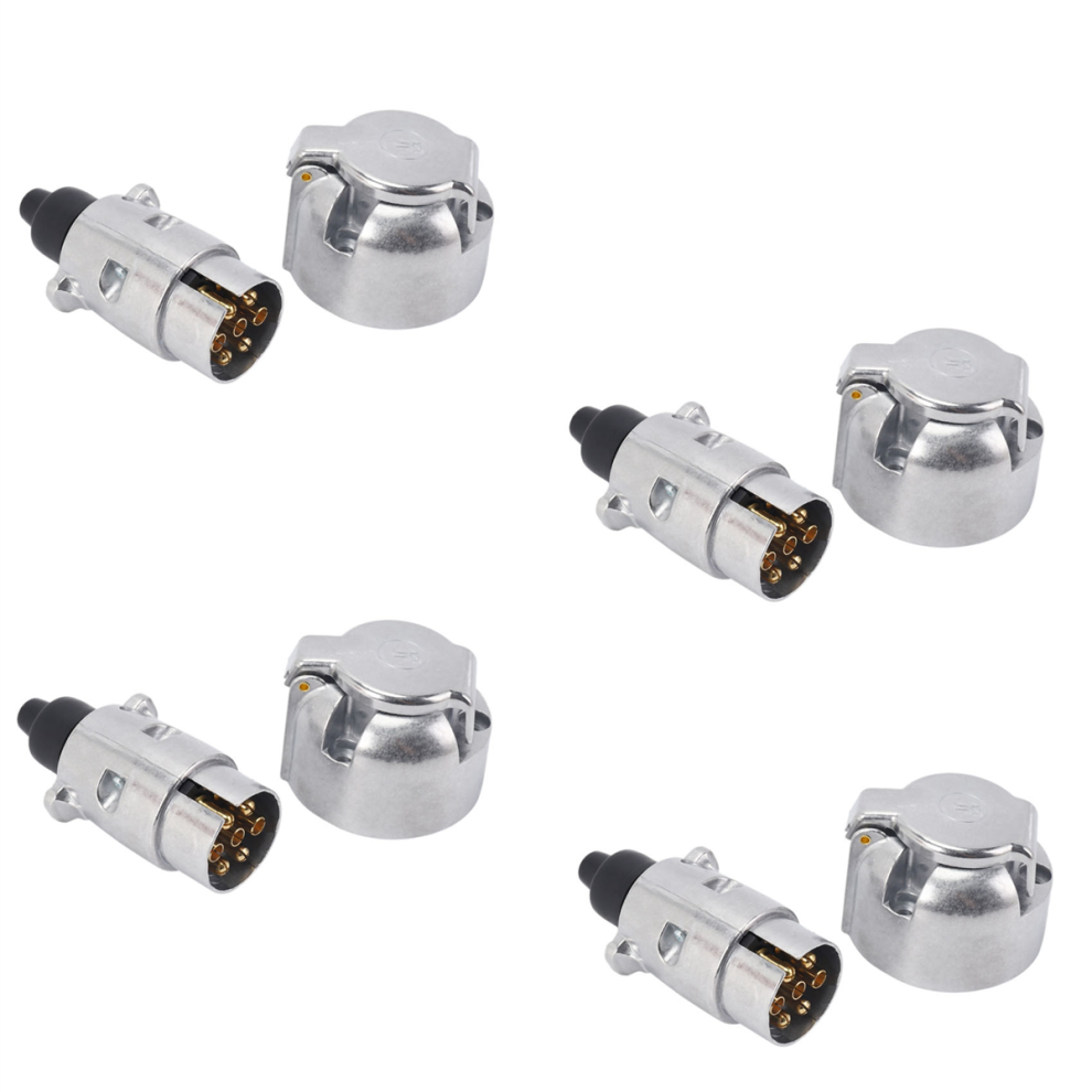 7 Pin Trailer Plug 12V Rv Sockets Towbar Towing Metal Connectors
