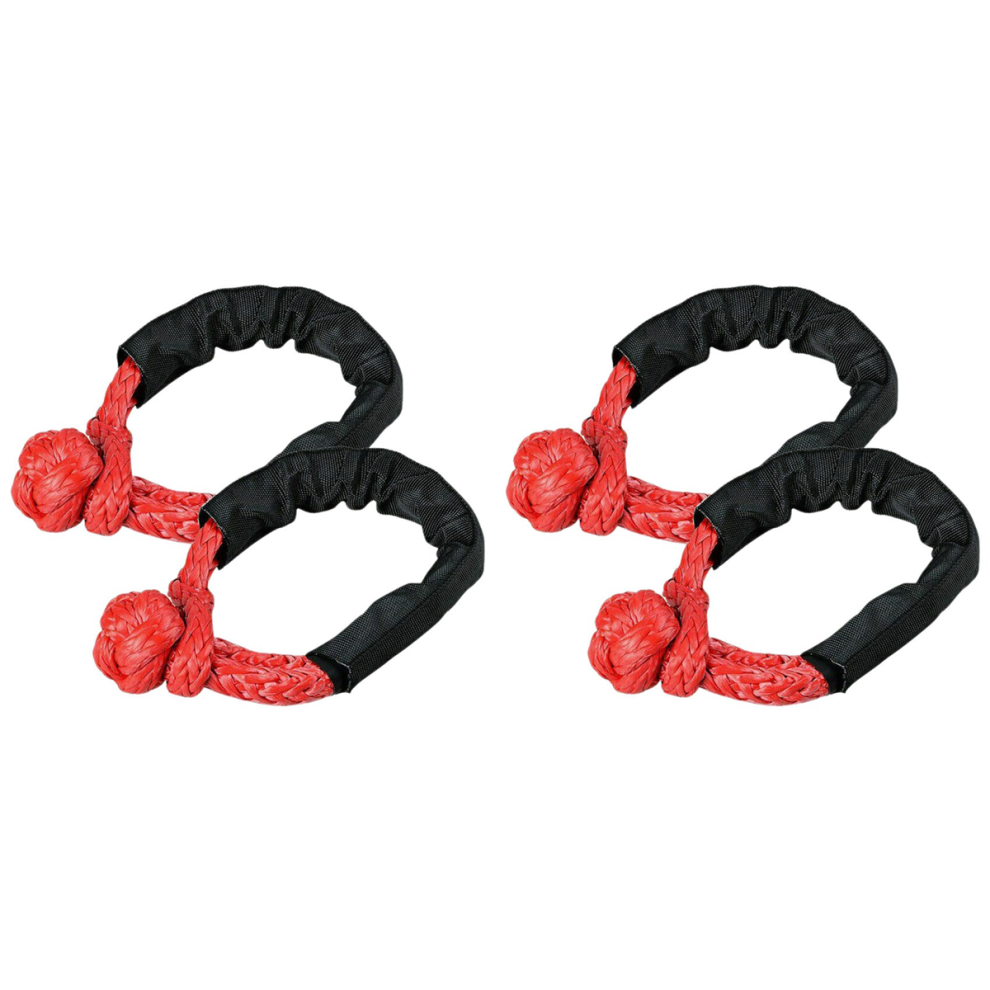 2X Red Soft Shackle Rope Synthetic Tow Recovery Strap Auto Parts 4851117192784