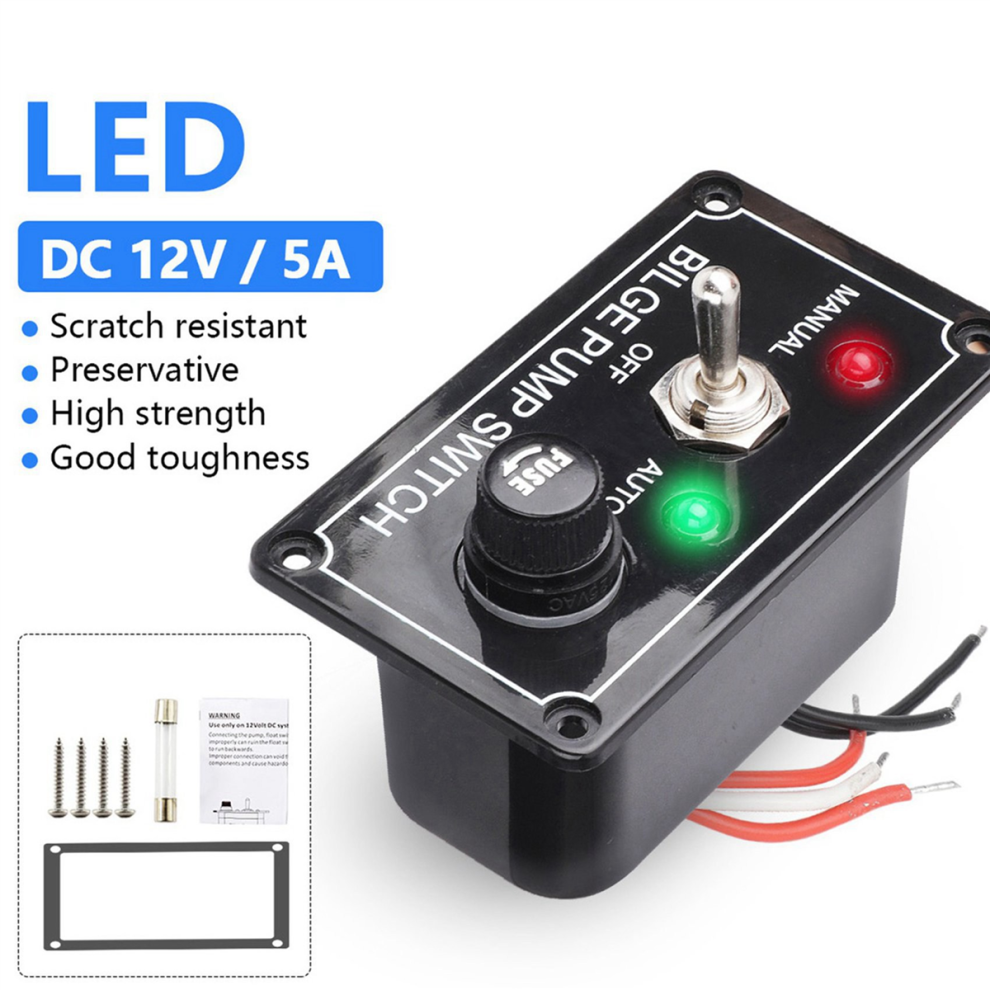 Dc 12V Fused Marine Bilge Pump Switch Panel With Led Indicator Light 4851117198908