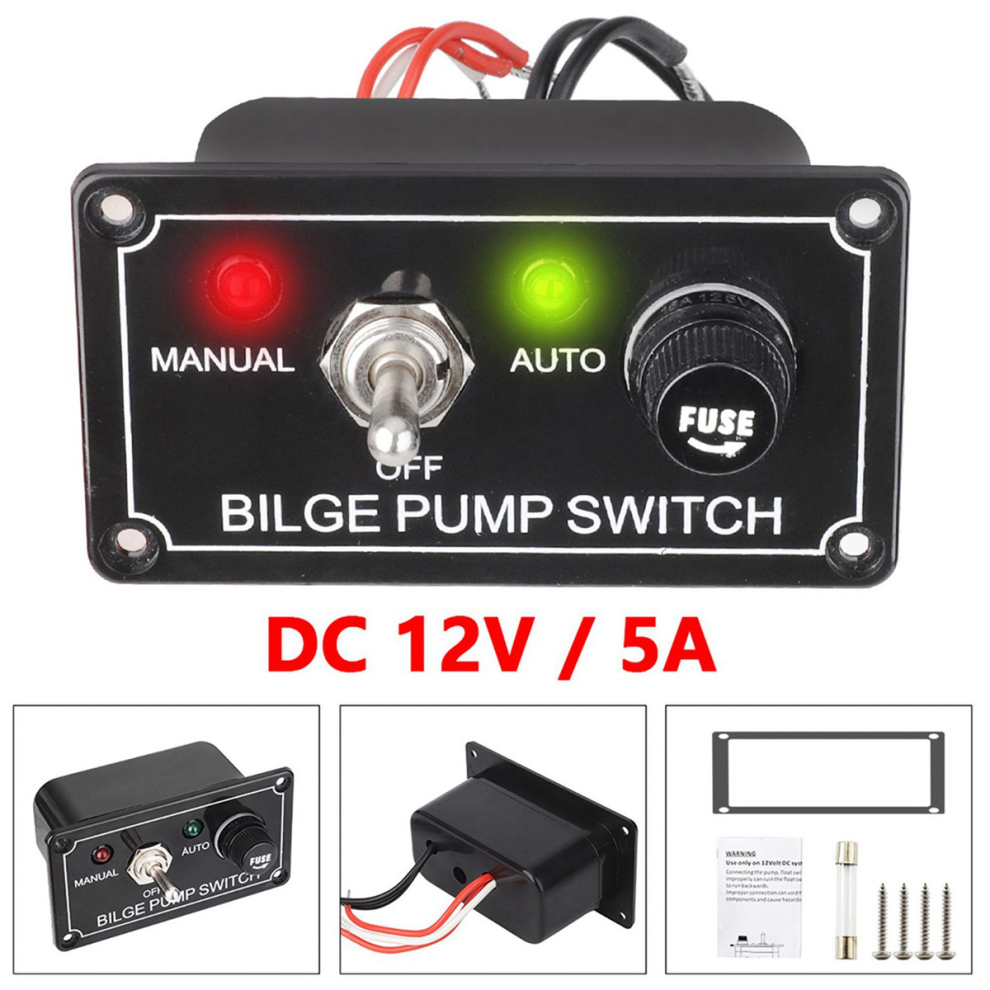 Dc 12V Fused Marine Bilge Pump Switch Panel With Led Indicator Light 4851117198915