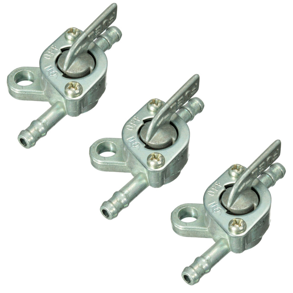 3X 1/4Inch Inline Oil Gas Fuel Tank Tap Filter Petcock Switch Silver 4851117112331
