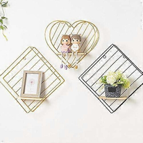 Metal Wall Shelf - Wrought Iron Heart Shaped Storage Wall Bracket - 32 * 30 * 9Cm 2