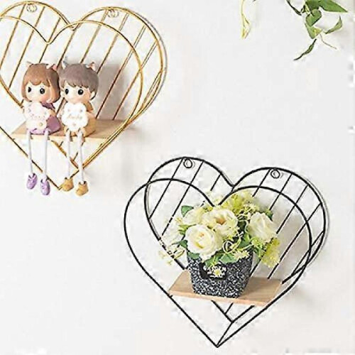 Metal Wall Shelf - Wrought Iron Heart Shaped Storage Wall Bracket - 32 * 30 * 9Cm 1