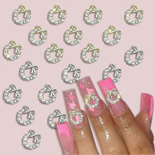Promotional sales Nail Art Zircon Light Luxury Christmas Wreath Hot Style Bow Inlaid with Diamonds Three-dimensional Pearl Nail Art Accessories Diamon