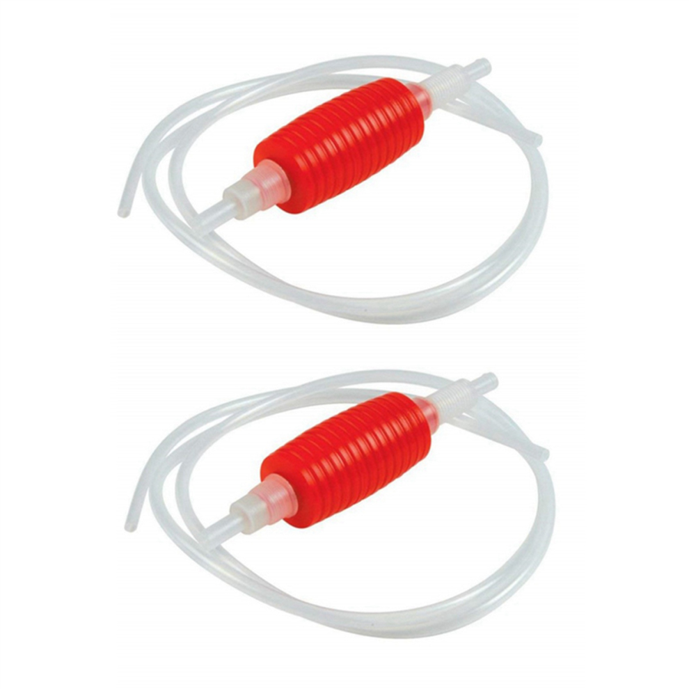 2X 1.9Meter Syphon Tube Hand Fuel Pump Gasoline Siphon Hose Red 4851340651850