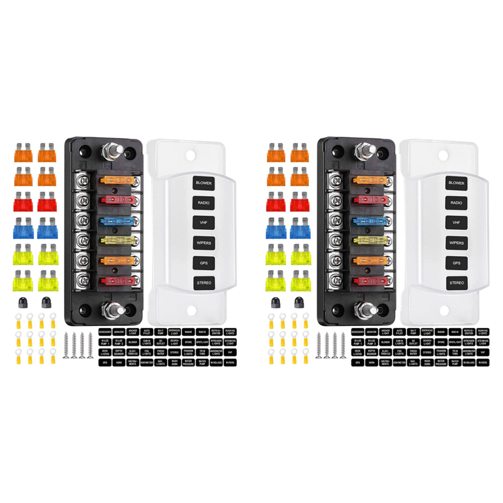 6 Way Fuse Block Blade Fuse Box With Negative Bus - Atc/Ato For Boat 4851340654820