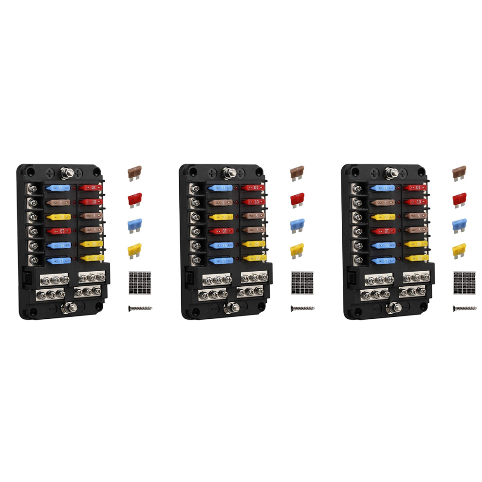 12V 12 Way Marine Fuse Block Fuse Panel With Ground &12 Volt Fuse Box 4851340654769