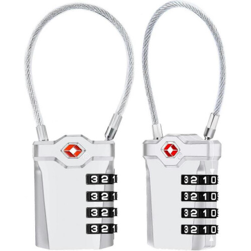 Luggage Locks , [Newest Version] [2 Pack] 4 Digit Combination Travel 14cm Flexible Cable Combination