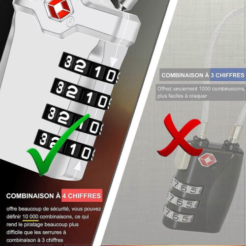 Luggage Locks , [Newest Version] [2 Pack] 4 Digit Combination Travel 14cm Flexible Cable Combination 2
