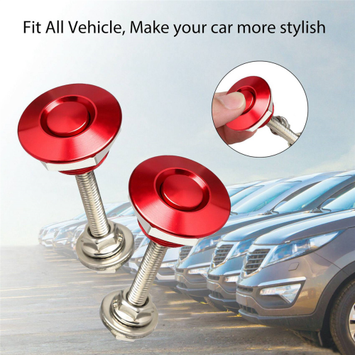 4 X Quick Release Push Hood Latch Button Car Pin Bonnet Lock Red 1