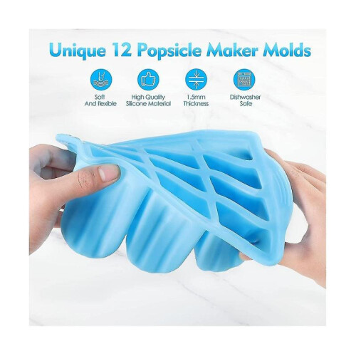 Popsicle Molds Silic -, 12 Pieces Popsicle Trays for Zer, Ice Cream Popsicle Mo 1