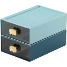 Promotional sales Plastic Desktop Organiser, Stackable Tier Box for Desk Tidy Office Stationary Bedroom Cabinet Makeup Craft, 2 Middle BU&CYAN