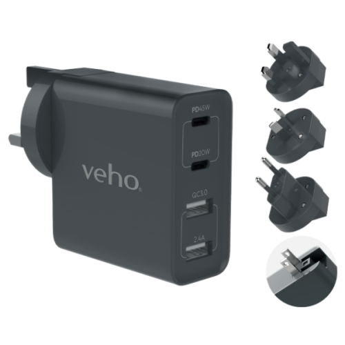 Veho TA-45 Multi region universal USB charger plug adapter