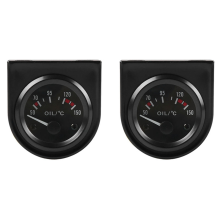 52mm 12V White LED Car Oil Temp Temperature Gauge with Sensor Black