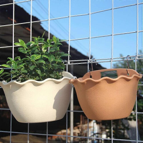 Wall Hanging Flower Pots Semicircle Flower Pots Wall Decor Brown S 2