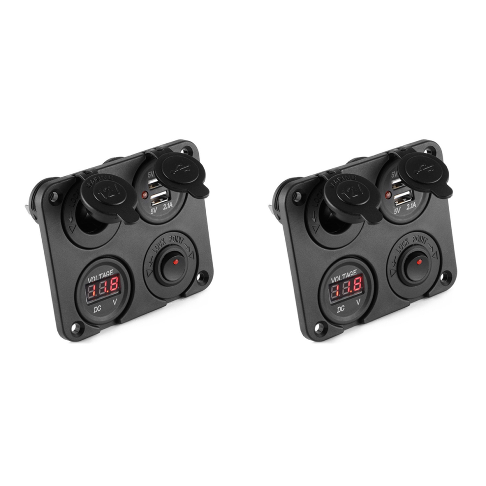 Dc 12V-24V Car Boat Socket Dual Usb Charger Voltmeter Switch Panel 4851340615210