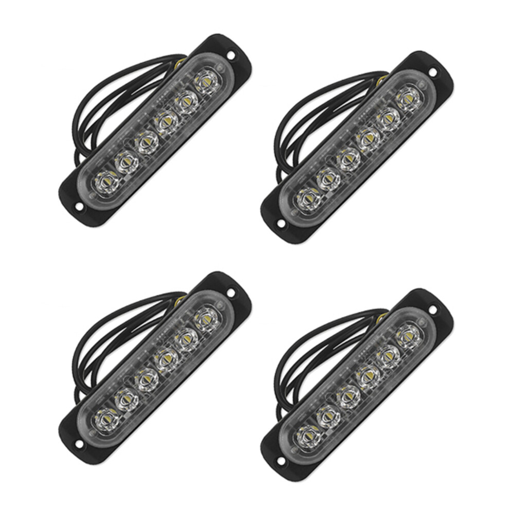 12V-24V 6Led Car Vehicle Warning Strobe Flashing White 4852890817253