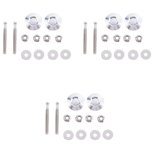 Long Push Button Quick Release Hood Pins Lock Clip Latch Bumper Kit 1