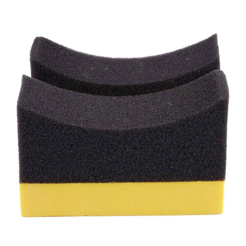 2x Contoured Auto Wheels Brush Sponge Tools For Tire Yellow+Black 2