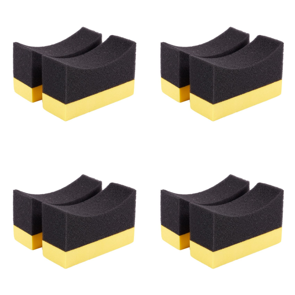 2X Contoured Auto Wheels Brush Sponge Tools For Tire + Yellow/Black 4852890875512