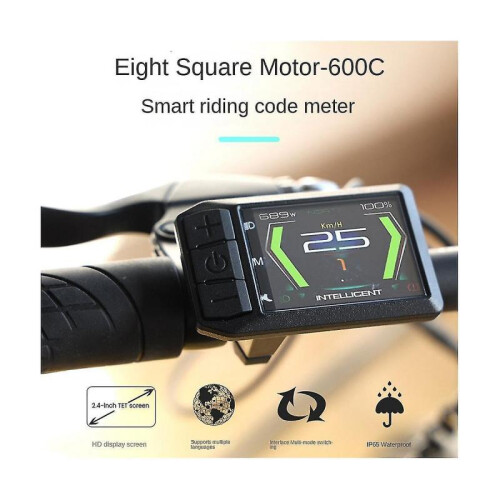 Electric Ycle Lcd 600c Display Speed Indicator Computer for Hub 24v 36v 48v 52v S 2