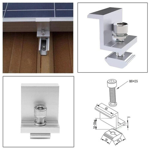 12pcs Solar End Solar Panel Mounting Brackets,adjable Pv Photovoltaic Mounting Brack 2