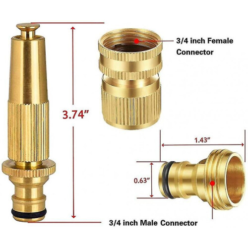 Ct Quick Connect Garden Hose Fitting, Adjustable Brass Garden Hose Gun, 3/4 1