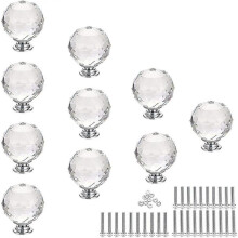 10pcs Round Door Handle Crystal Cupboard Door Knob Decorate Drawer, Dresser