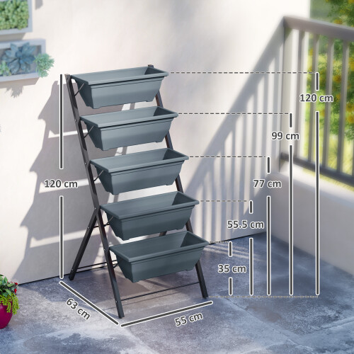 Outsunny Outsunny 5-Tier Raised Garden Bed, Ladder Planter with 5 Removable Boxes 2